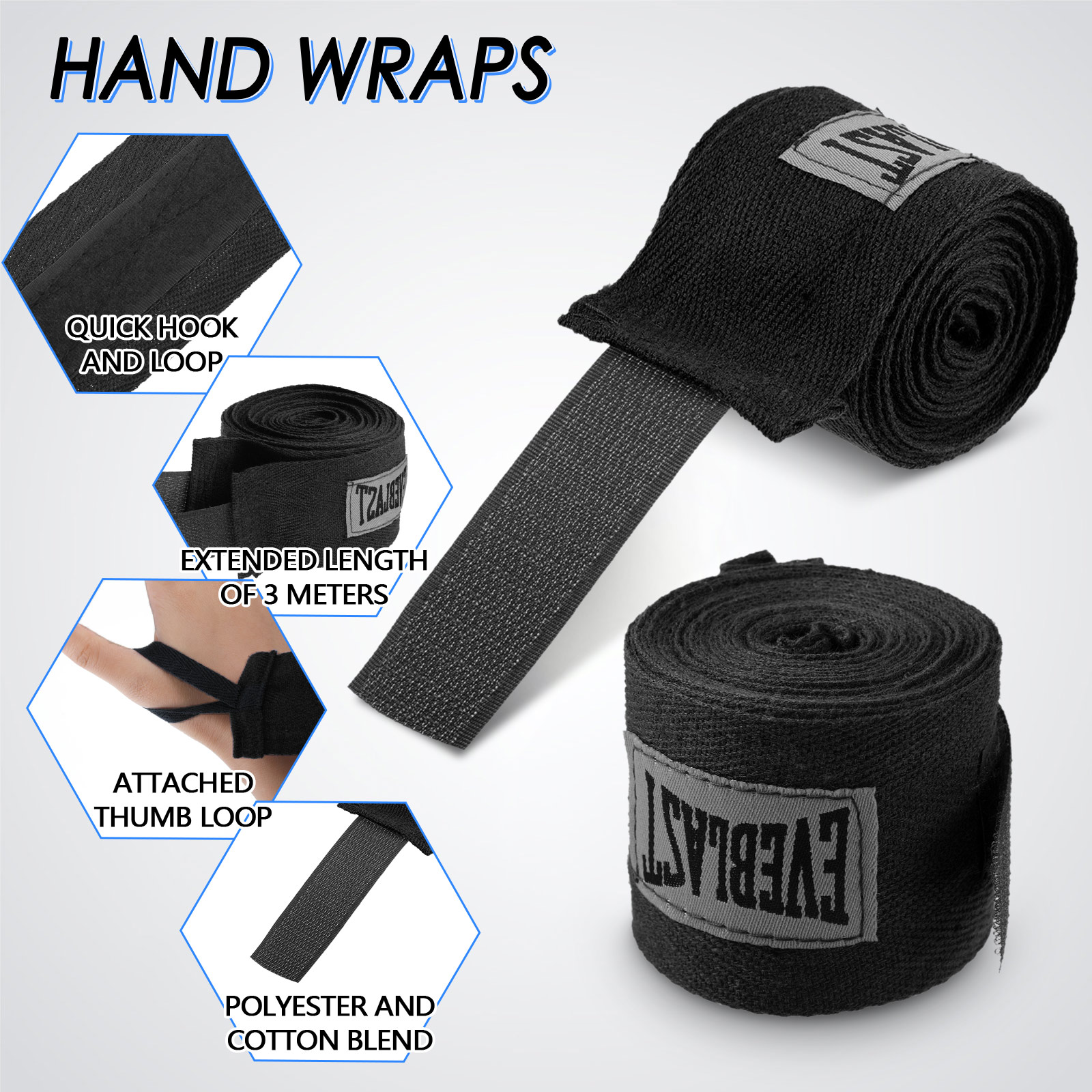 Wrist Wraps Fitness - Хлопковые боксерские бинты Мягкие и эластичные